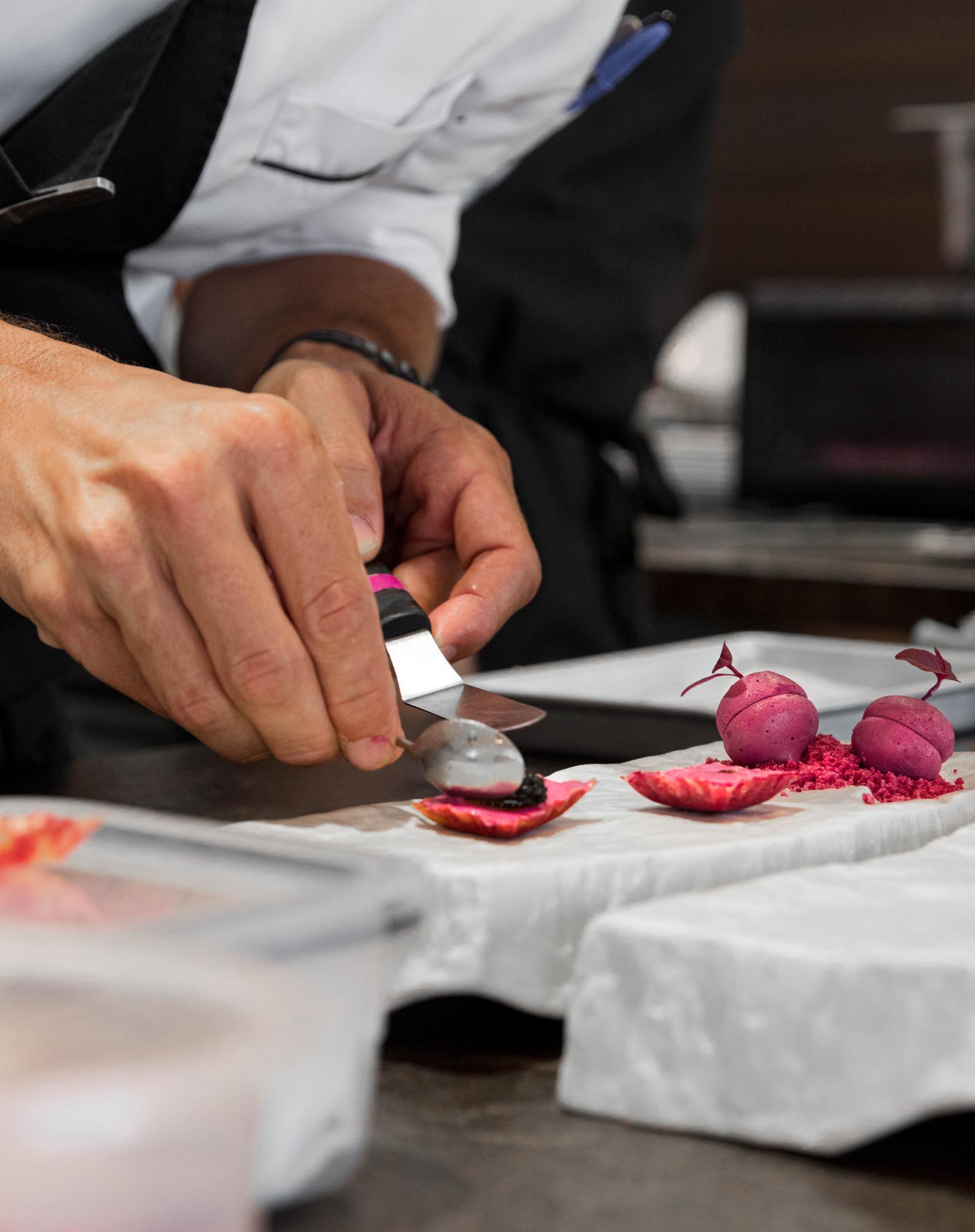 Chef demonstrating knife skills